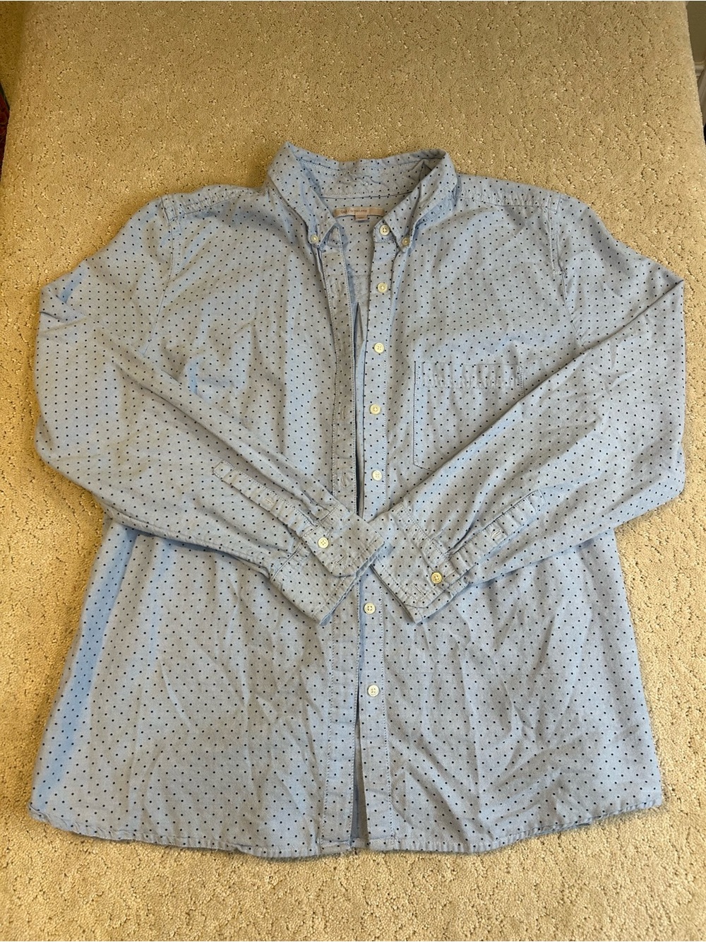 Gap Women's Boyfriend Fit Button Up Shirt Extra Large Blue polka dots